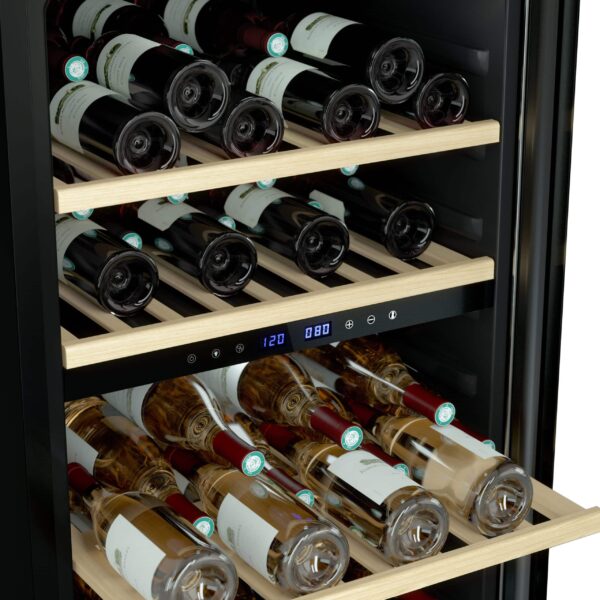 Racitor de vinuri Dual Zone, 62 sticle, LES PETITS CHAMPS, CAVCD62, inox