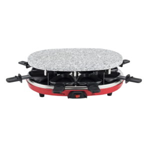 Plita grill si raclette 4in1, H.Koenig, RP412, 900 W, 8 persoane, rosu