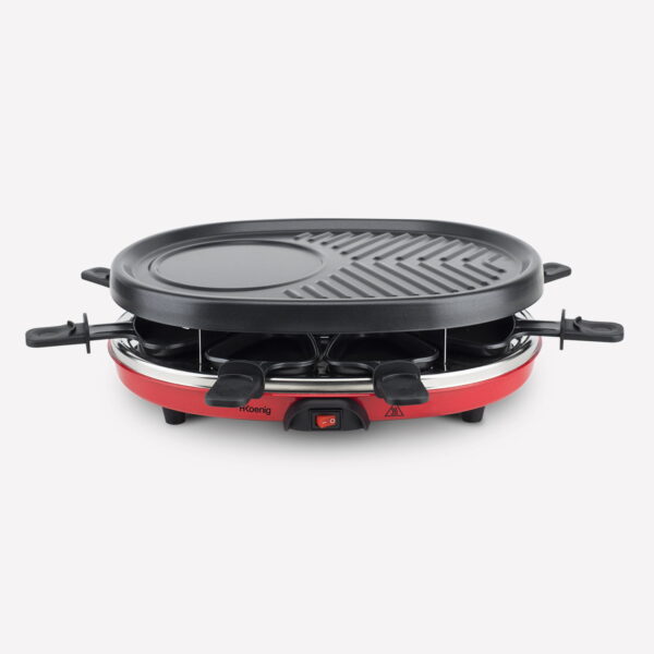 Plita grill si raclette 4in1, H.Koenig, RP412, 900 W, 8 persoane, rosu