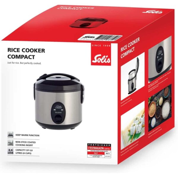 Aparat de gatit orez, Solis, Rice Cooker Compact, 0.8 litri, inox