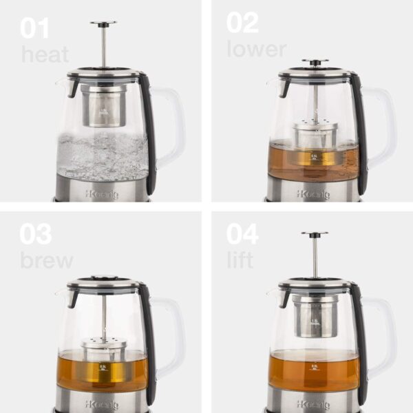 Fierbator apa cu infuzor, H.Koenig, TI600, 1.5 litri, 2200 W, inox