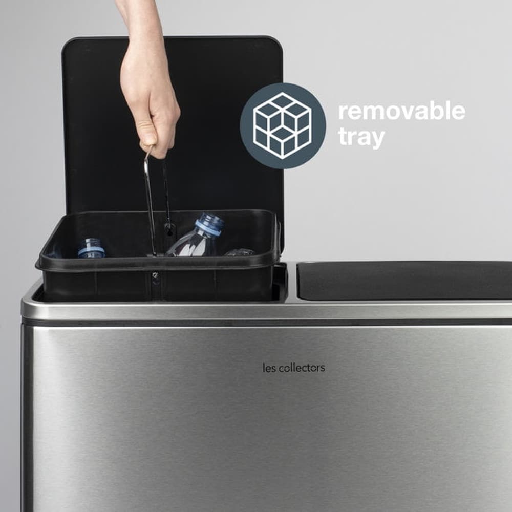 Cos de gunoi cu pedala, Les Collectors, N904, 30+30 litri, 2 compartimente, inox