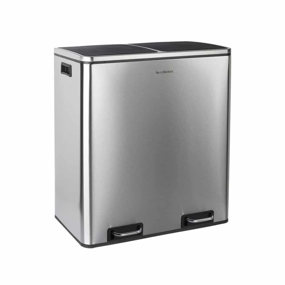 Cos de gunoi cu pedala, Les Collectors, N904, 30+30 litri, 2 compartimente, inox