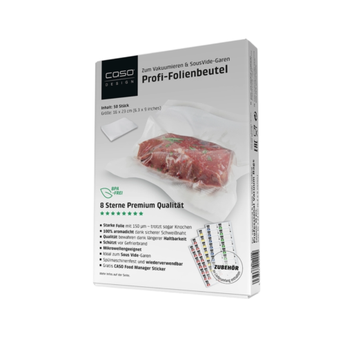 Set de 50 de pungi gofrate pentru vidat 16x23 cm, Caso Germany - 1201