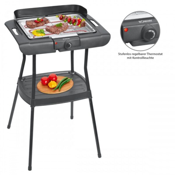 Gratar electric de gradina, Bomann, BQS2244CB, 35.5x24.5 cm, negru
