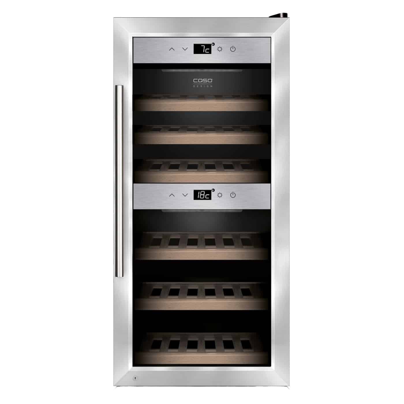 Racitor de vinuri Dual Zone, 24 sticle, Caso Germany, WineComfort 24, inox