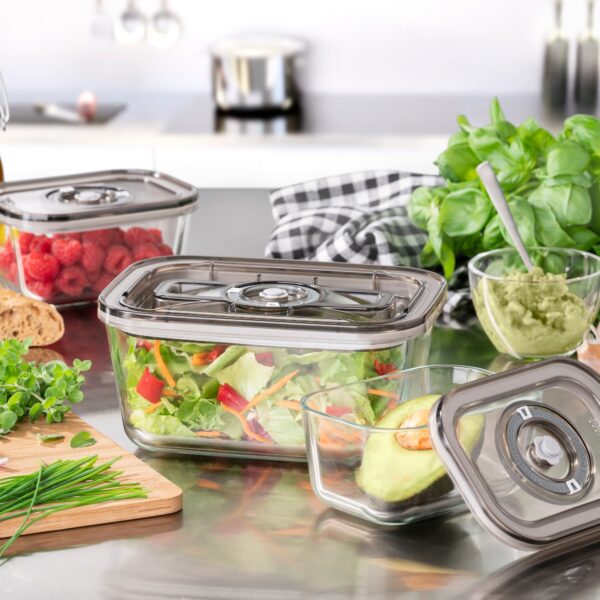 Set 3 caserole pentru vidat, 2x500 + 1500 ml, Caso Germany, VacuBoxx Eco-Set