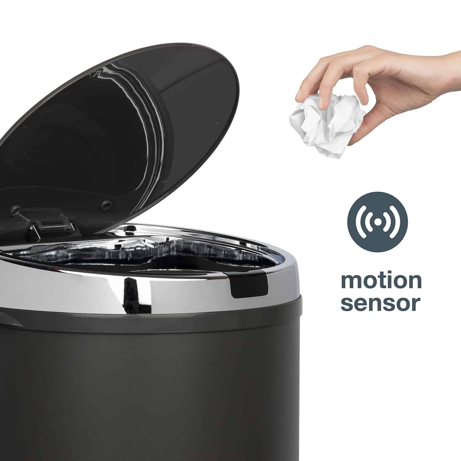 Cos de gunoi cu senzor, Les Collectors, N347, 42 litri, 1 compartiment, gri