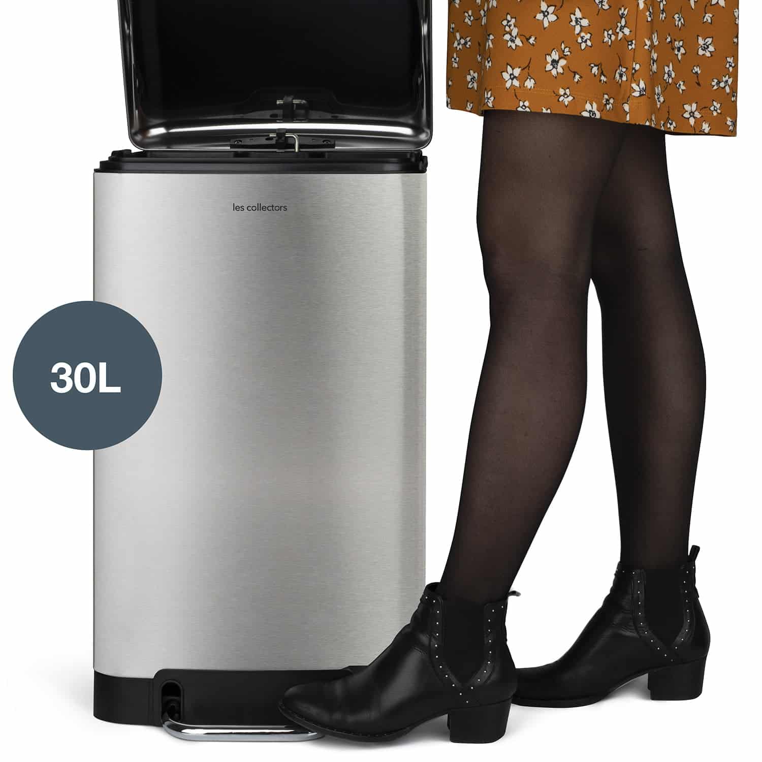 Cos de gunoi cu pedala, Les Collectors, N712, 30 litri, 1 compartiment, inox