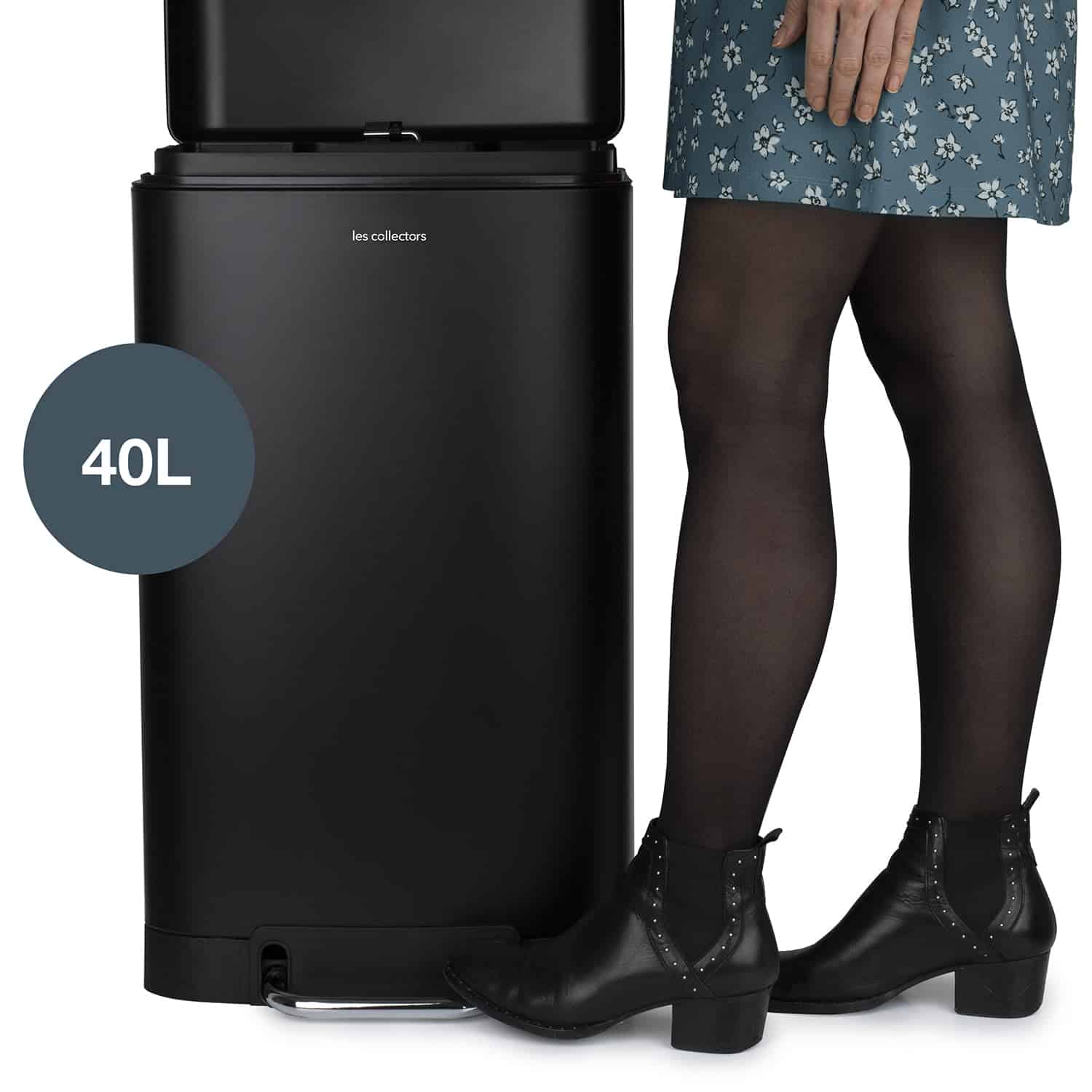 Cos de gunoi cu pedala, Les Collectors, N867, 40 litri, 1 compartiment, negru