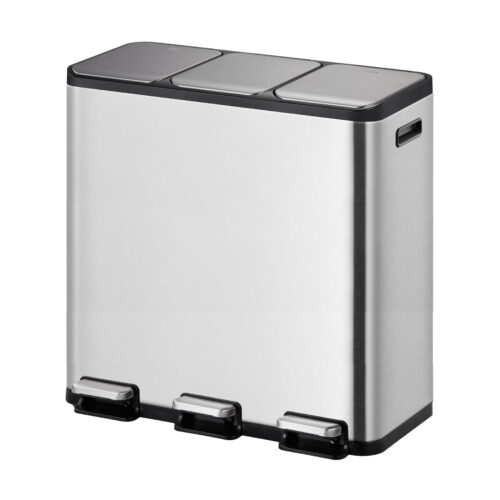 Cos de gunoi cu pedala, EKO, EcoCasa II Step, 15+15+15 litri, 3 compartimente, inox