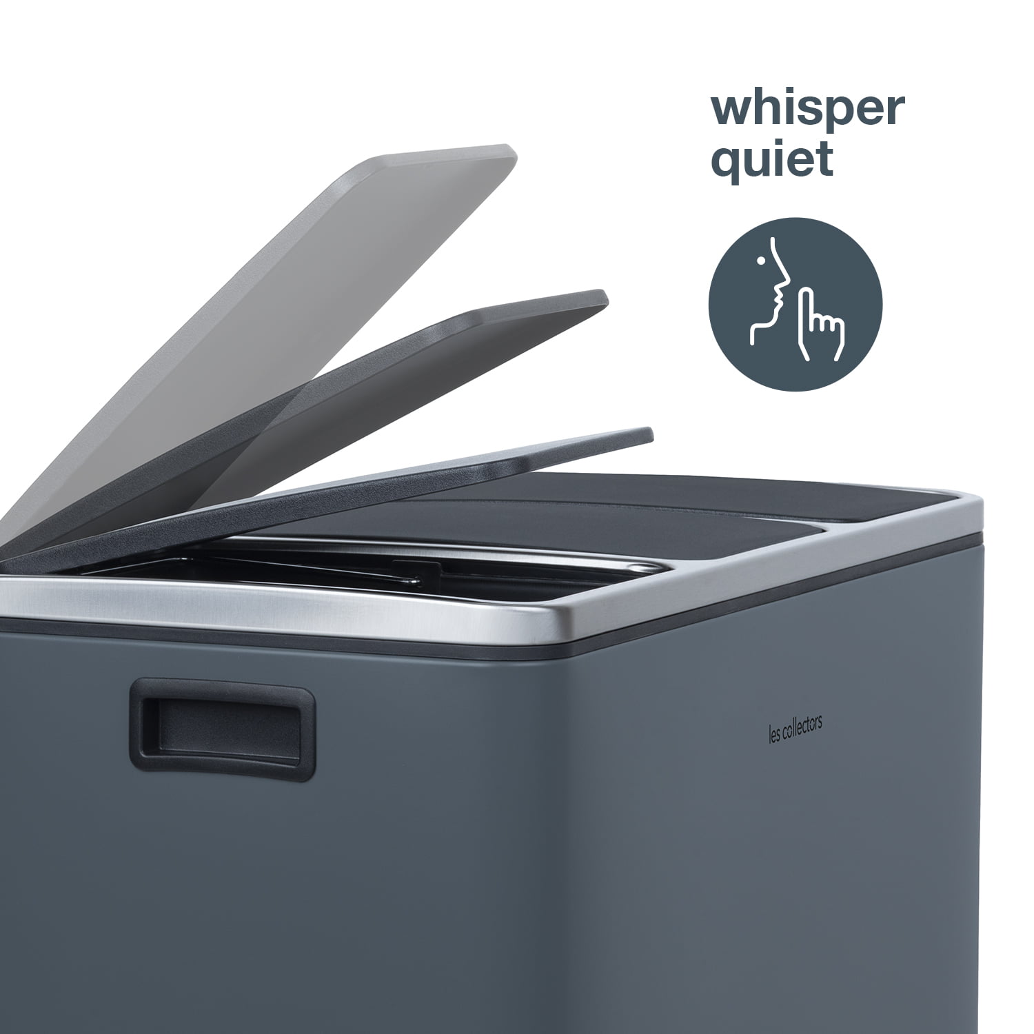 Cos de gunoi cu pedala, Les Collectors, N984, 18+18+18 litri, 3 compartimente, gri inchis
