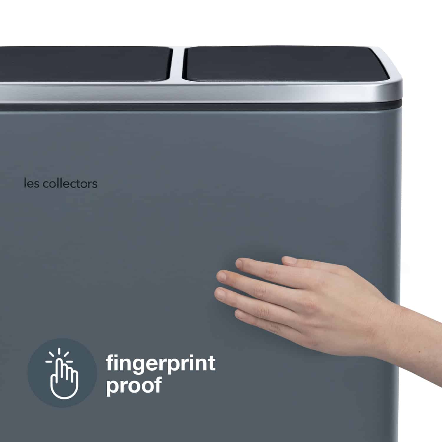 Cos de gunoi cu pedala, Les Collectors, N984, 18+18+18 litri, 3 compartimente, gri inchis