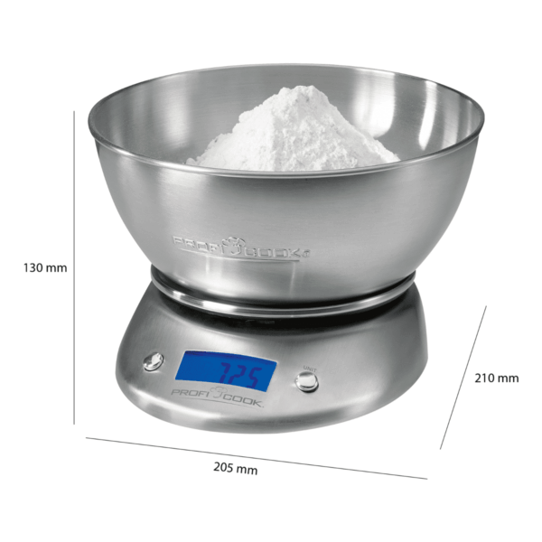 Cantar de bucatarie digital cu bol, ProfiCook, KW1040, 5 kg, inox