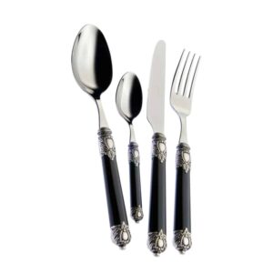 Set 24 tacamuri, Casa Bugatti – Rinascimento Old-silver, negru