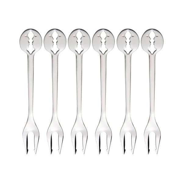Set 6 furculite pentru aperitive, Casa Bugatti – Kiss, Argintiu