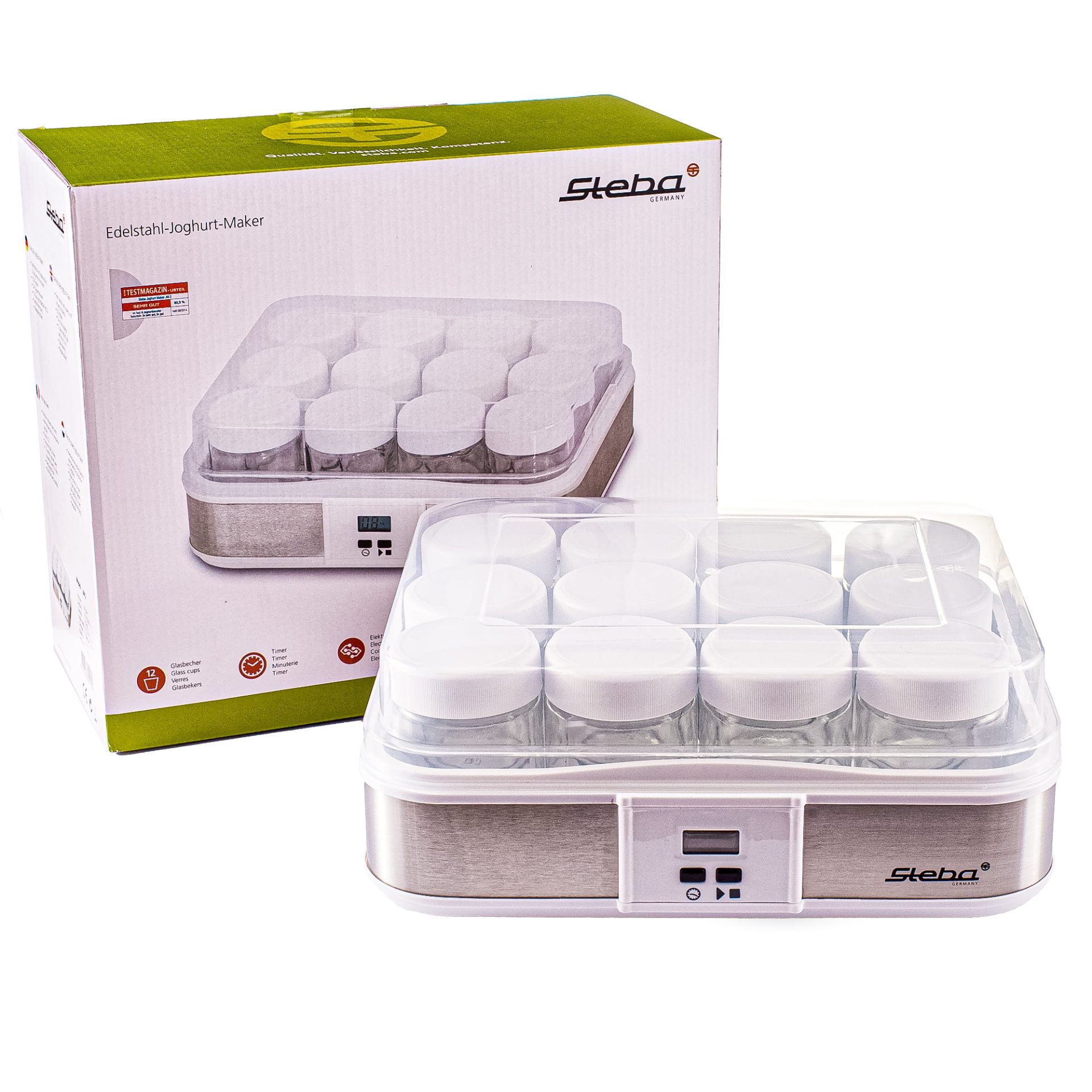 Aparat de facut iaurt, Steba Germany, JM2, 12x200 ml, 21 W, inox