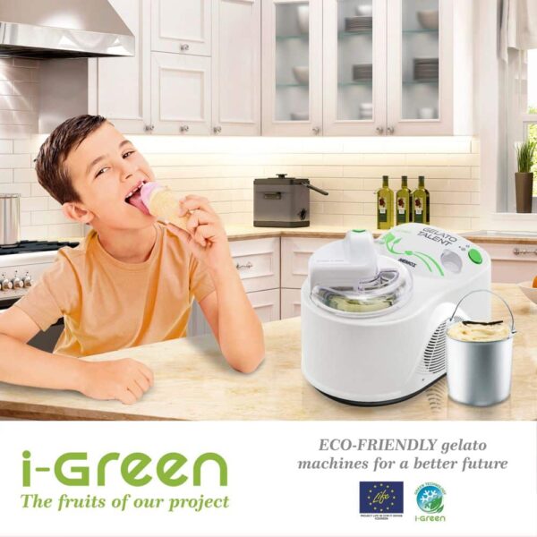 Masina de inghetata cu compresor, Nemox, Gelato Talent i-Green, 1.5 litri, alb