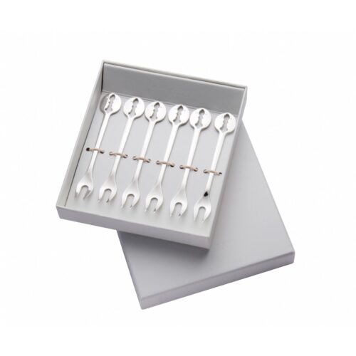 Set 6 furculite pentru aperitive, Casa Bugatti - Kiss, Argintiu