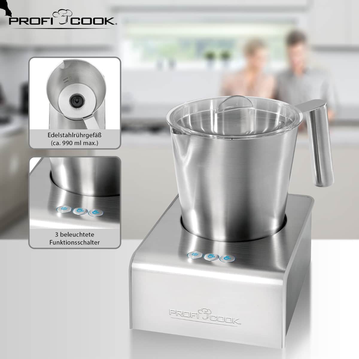 Aparat de spumare lapte, ProfiCook, MS1032, 500 ml, inox