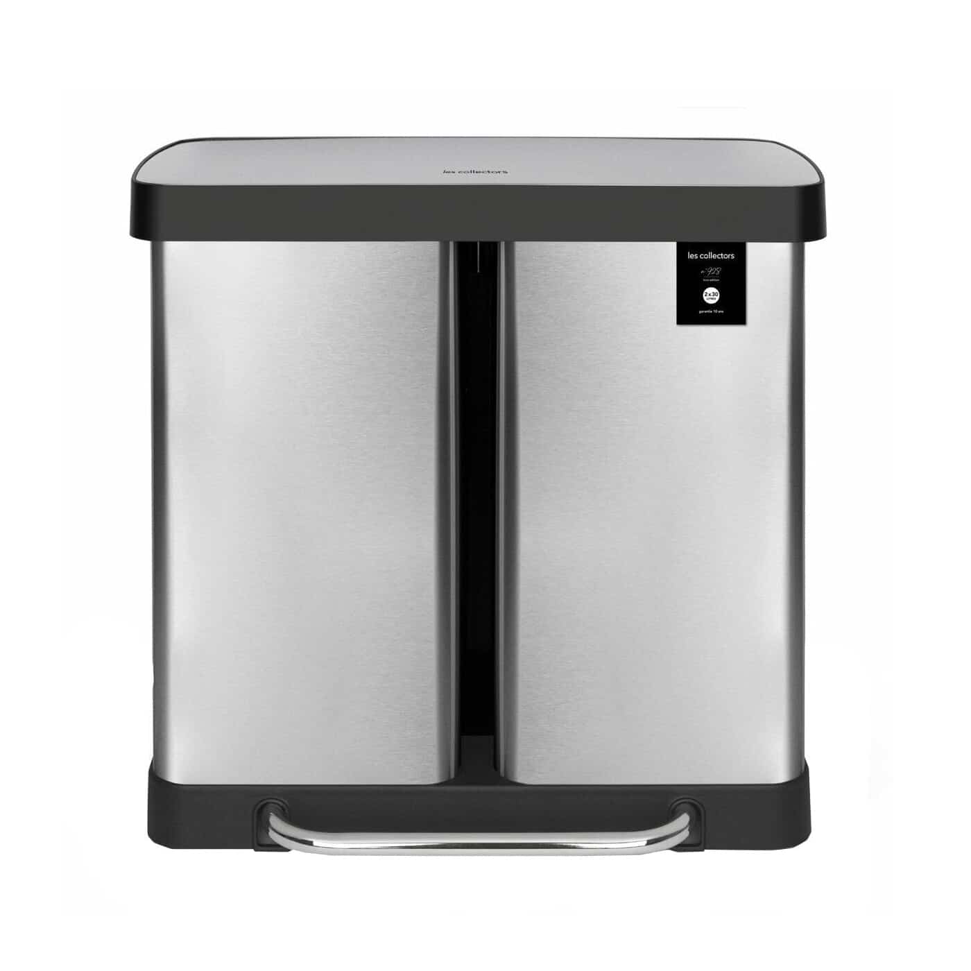 Cos de gunoi cu pedala, Les Collectors, N928, 30+30 litri, 2 compartimente, inox