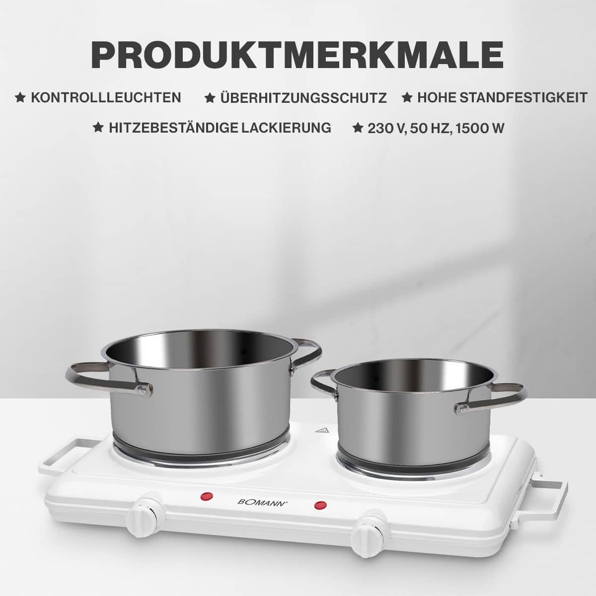 Plita electrica, Bomann, DKP5028CB, 2 zone, alb