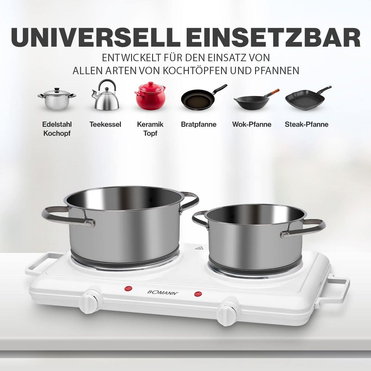 Plita electrica, Bomann, DKP5028CB, 2 zone, alb