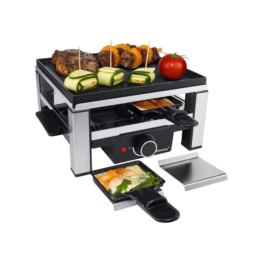 Plita grill si raclette, Steba Germany, RC104, 900 W, 4 persoane, inox