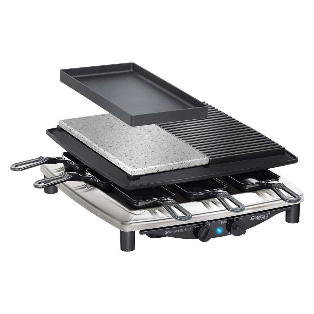 Plita grill si raclette, Steba Germany, RC4PLUS, 1400 W, 8 persoane, negru