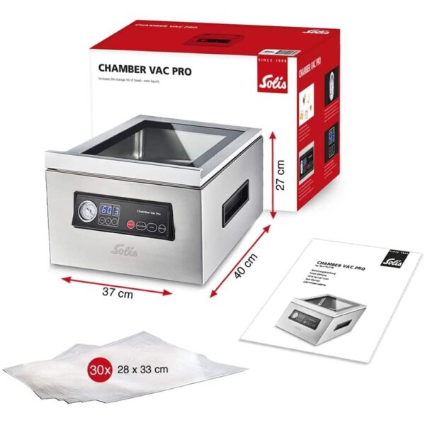 Aparat de vidat cu camera profesional, Solis, Chamber Vac Pro, vidare uscata/umeda/marinare, inox