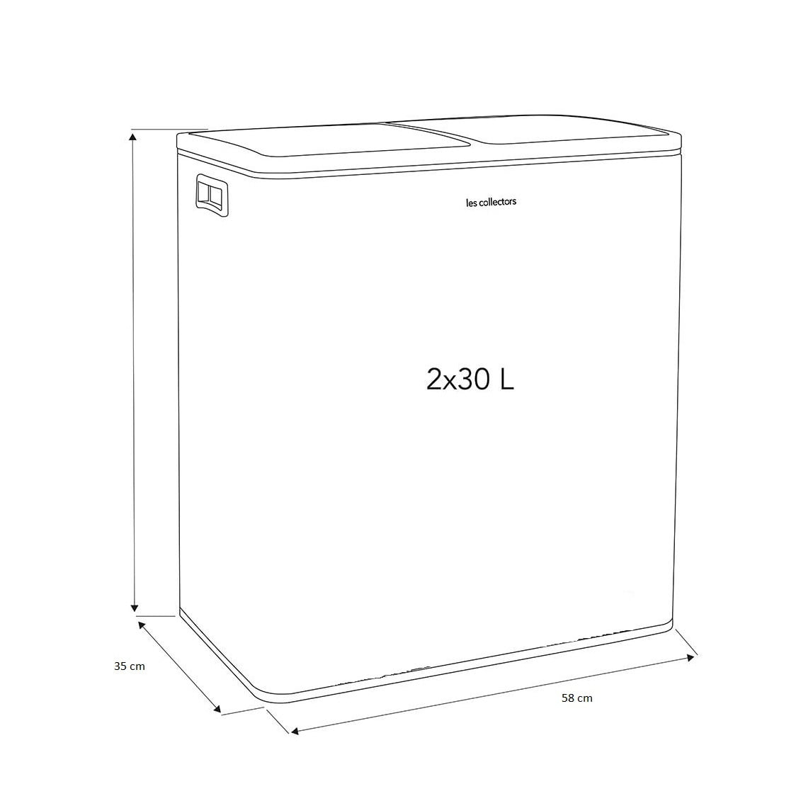 Cos de gunoi cu pedala, Les Collectors, N928, 30+30 litri, 2 compartimente, inox