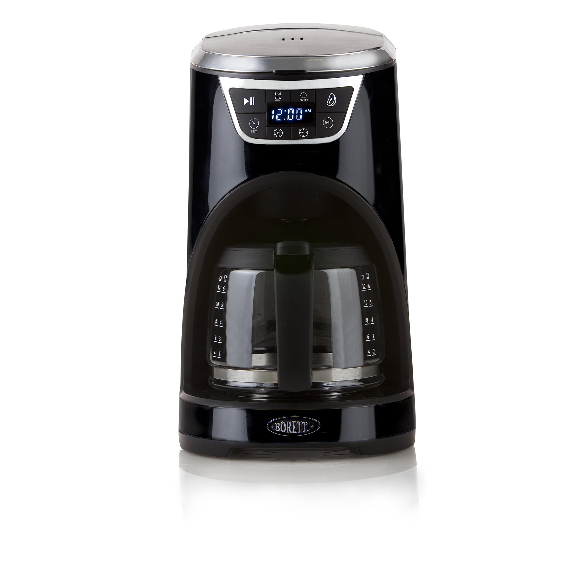 Cafetiera programabila, Boretti, Caffe Americano, 12 cani, negru