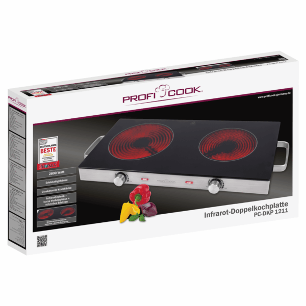 Plita electrica vitroceramica, ProfiCook, PC-DKP1211, 2 zone, negru