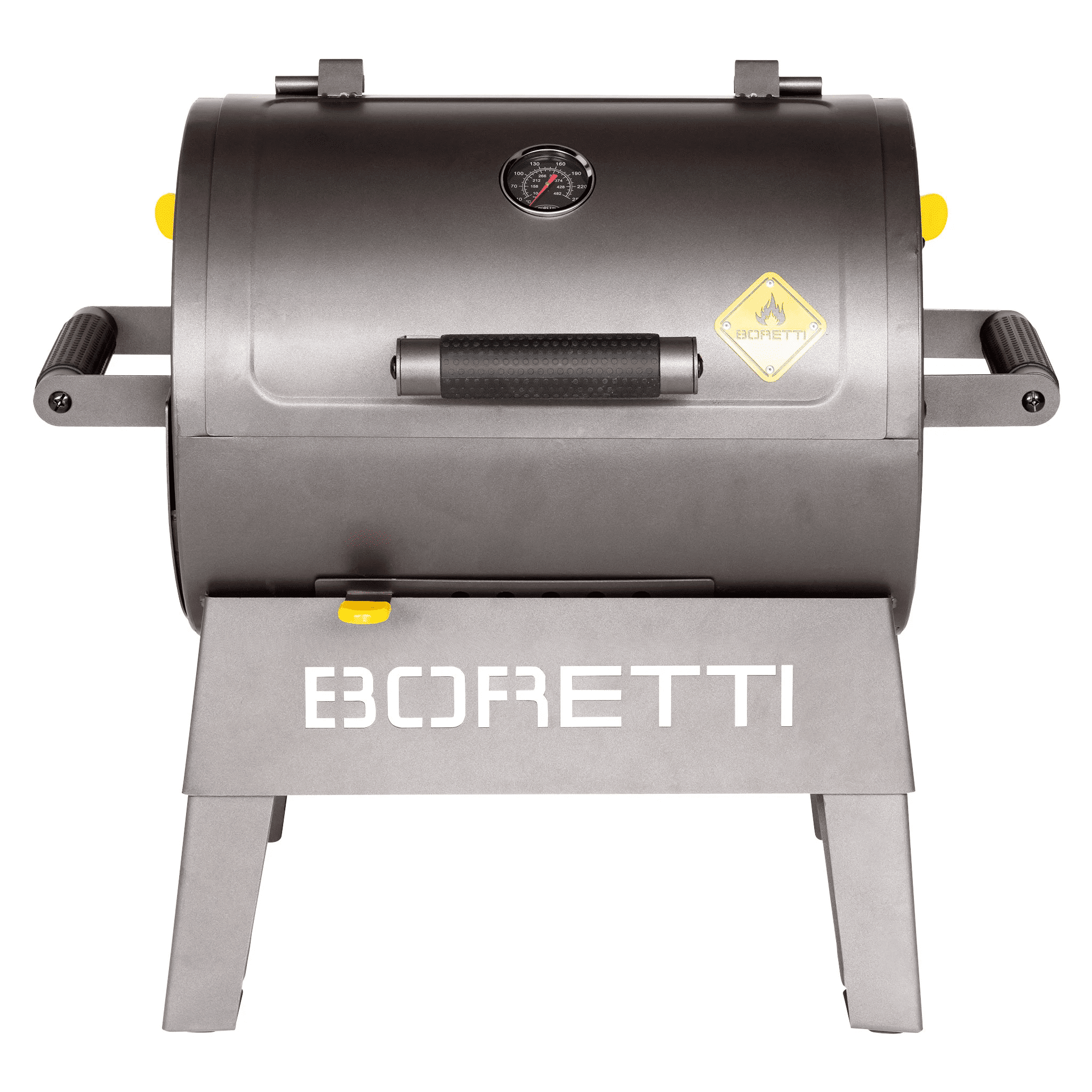 Gratar cu carbuni si termometru integrat, Boretti, TERZO, 30x40 cm, gri