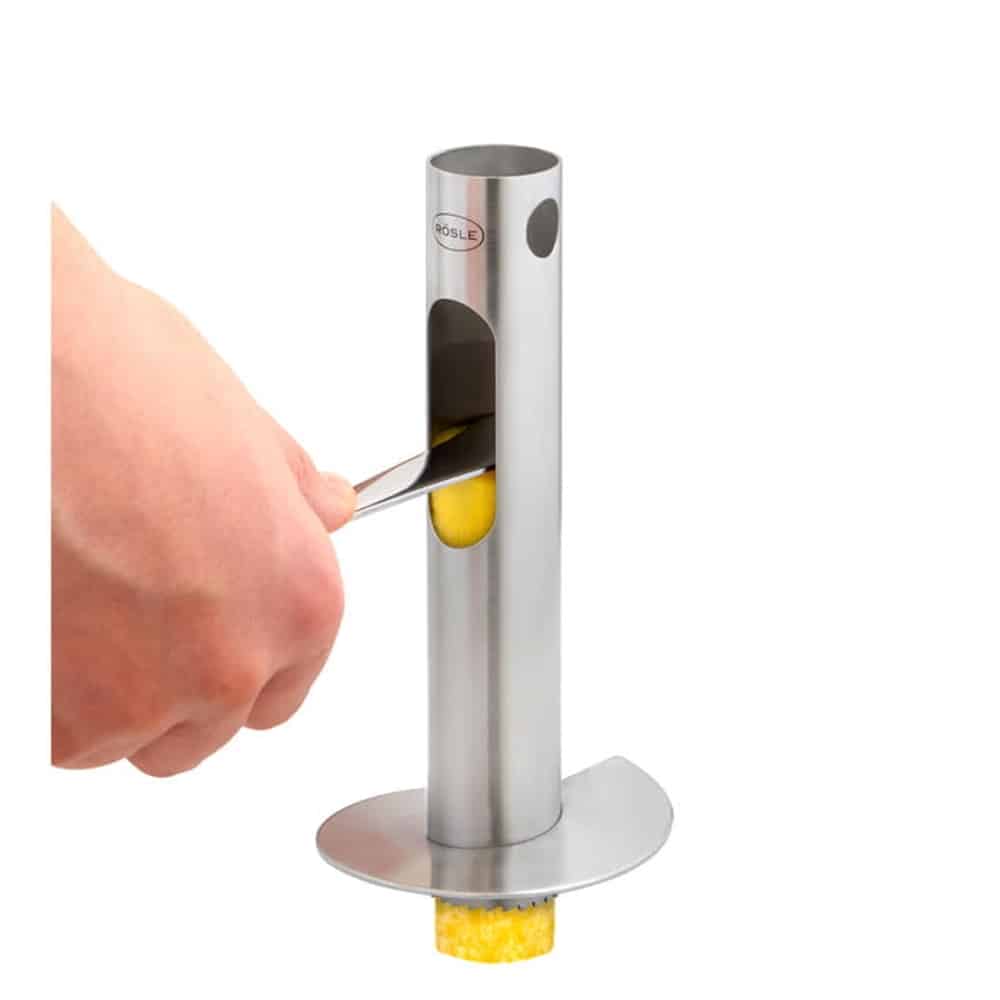Dispozitiv pentru curatat si feliat ananas, Rosle - negru/inox
