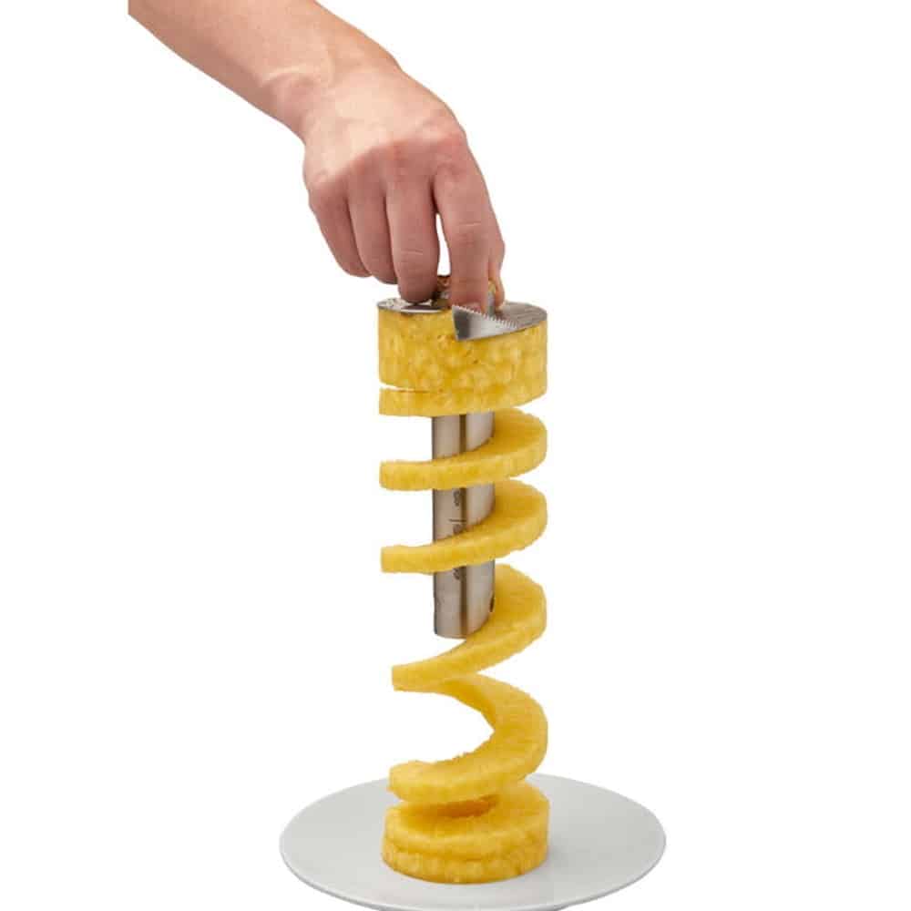 Dispozitiv pentru curatat si feliat ananas, Rosle - negru/inox