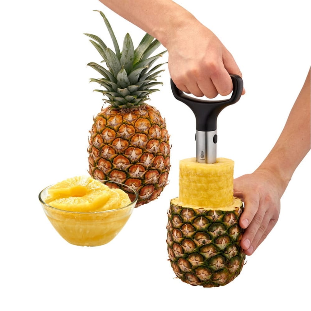 Dispozitiv pentru curatat si feliat ananas, Rosle - negru/inox