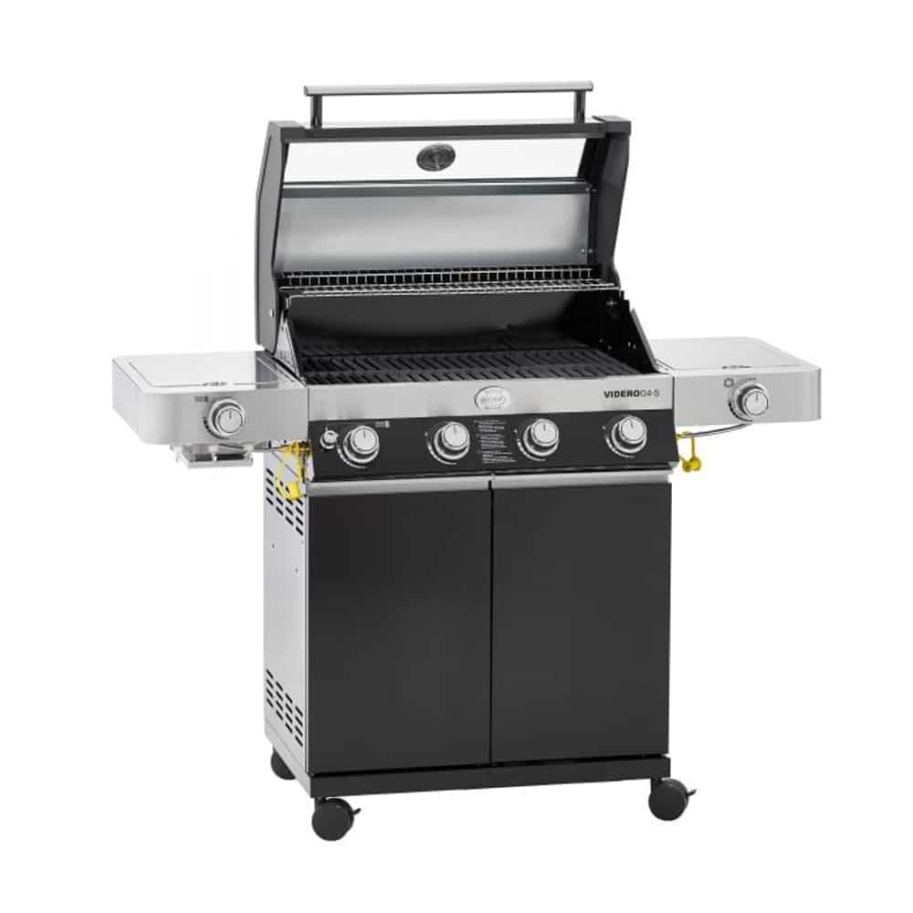 Gratar profesional pe gaz, Rosle, Videro G4-S, 4 arzatoare, 70x45 cm, negru