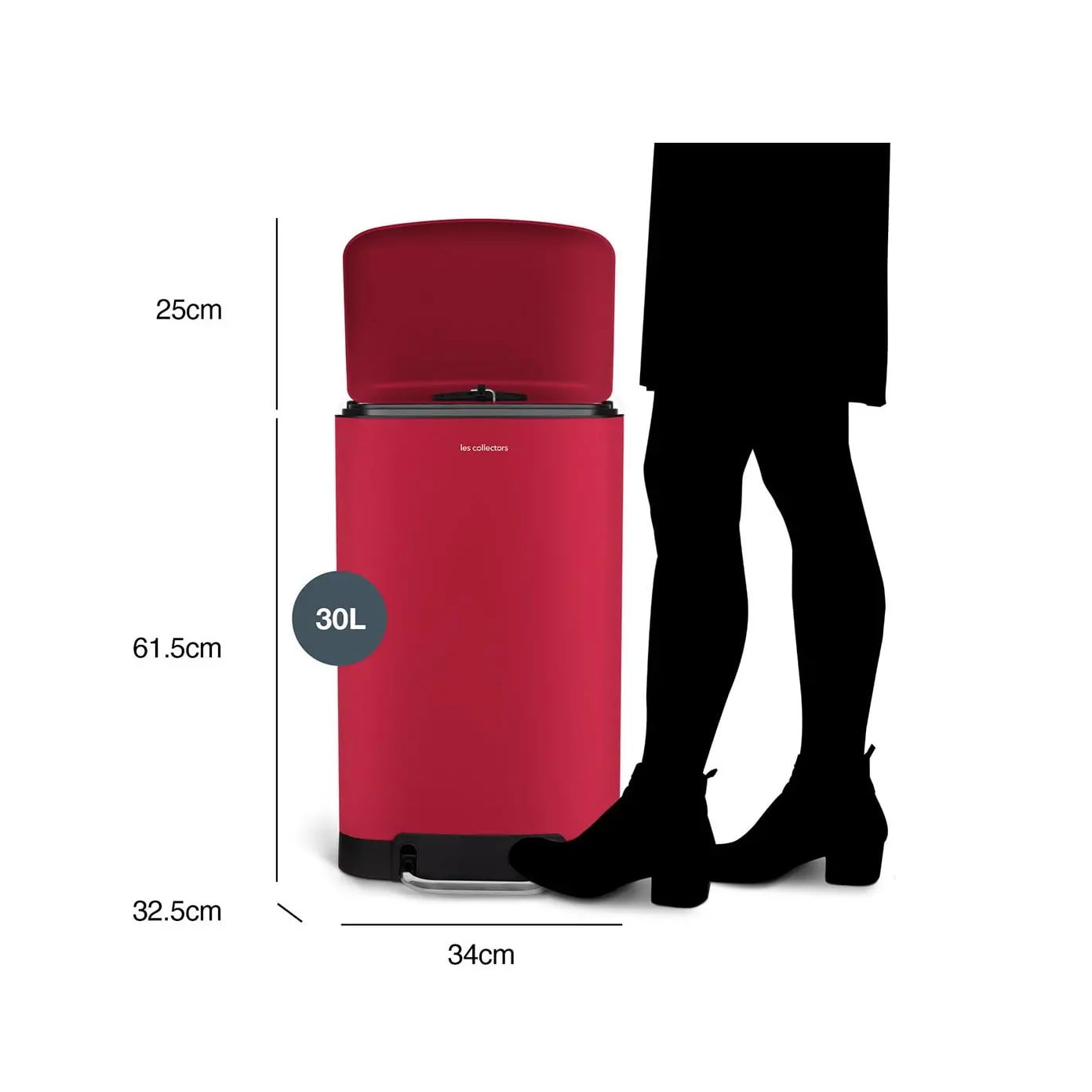Cos de gunoi cu pedala, Les Collectors, N722, 30 litri, 1 compartiment, rosu