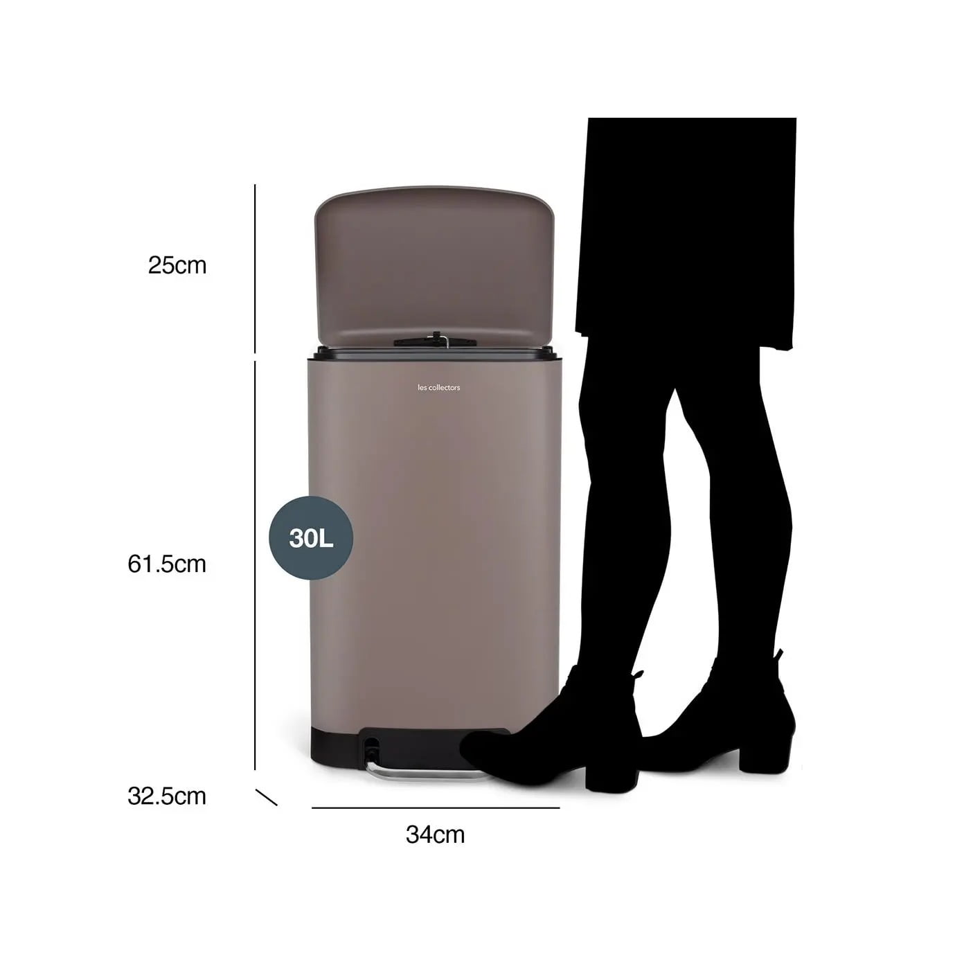 Cos de gunoi cu pedala, Les Collectors, N719, 30 litri, 1 compartiment, taupe