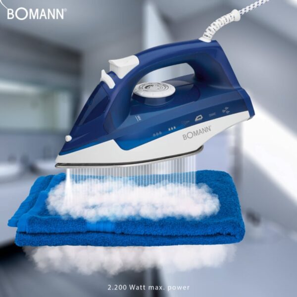 Fier de calcat, Bomann, DB6004CB, 2200 W, 250 ml, albastru