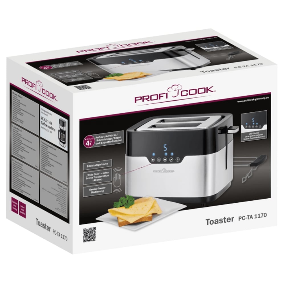 Prajitor de paine, ProfiCook, PC-TA1170, 2 felii, 920 W, inox