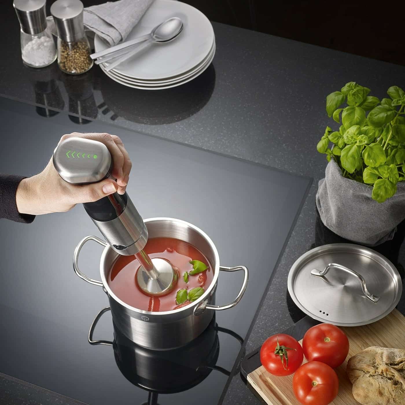 Blender de mana si accesorii, Graef, HB802, 200 W, inox