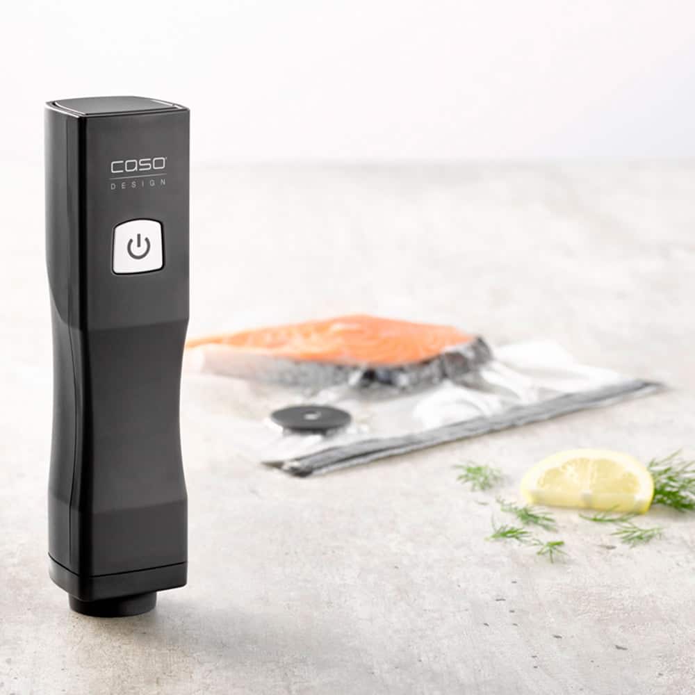 Aparat de vidat portabil cu pungi, Caso Germany, Vacu OneTouch, vidare uscata/umeda, negru