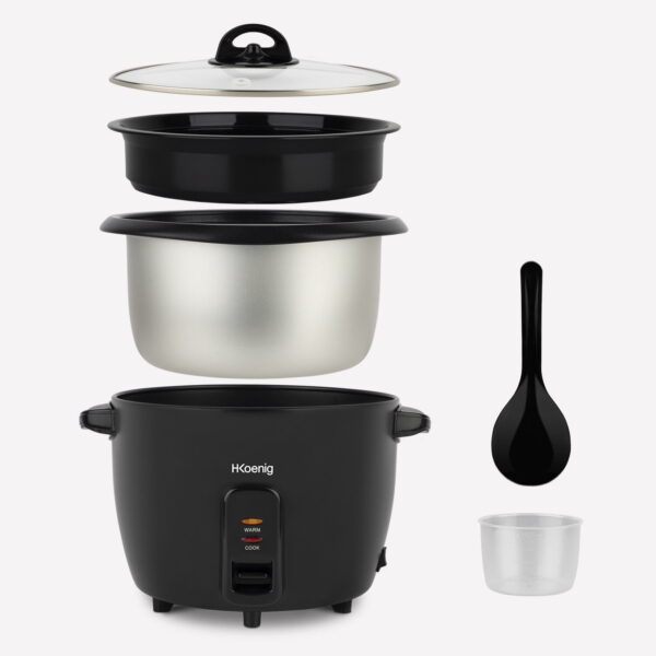 Aparat de gatit orez, H.Koenig, ORYZA8, 1.8 litri, 700 W, negru