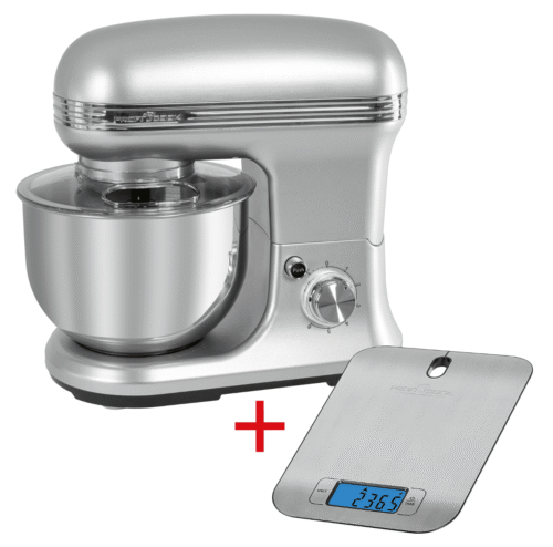 Set mixer cu bol si cantar de bucatarie, ProfiCook, PC-KM1222, 5 litri, 1200 W, inox