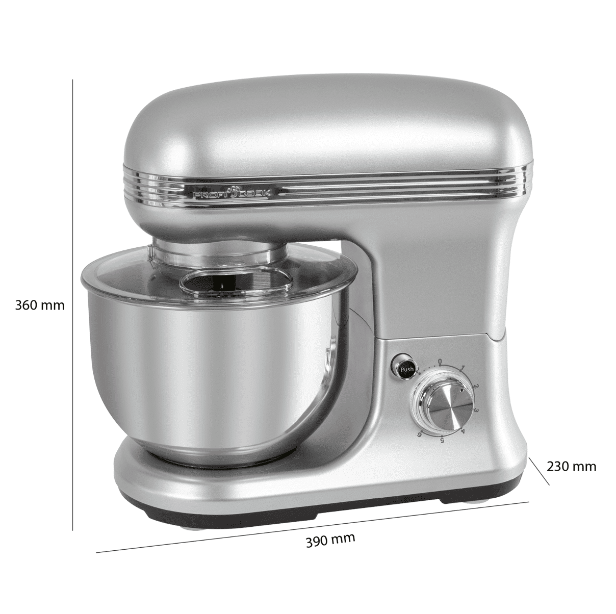 Set mixer cu bol si cantar de bucatarie, ProfiCook, PC-KM1222, 5 litri, 1200 W, inox
