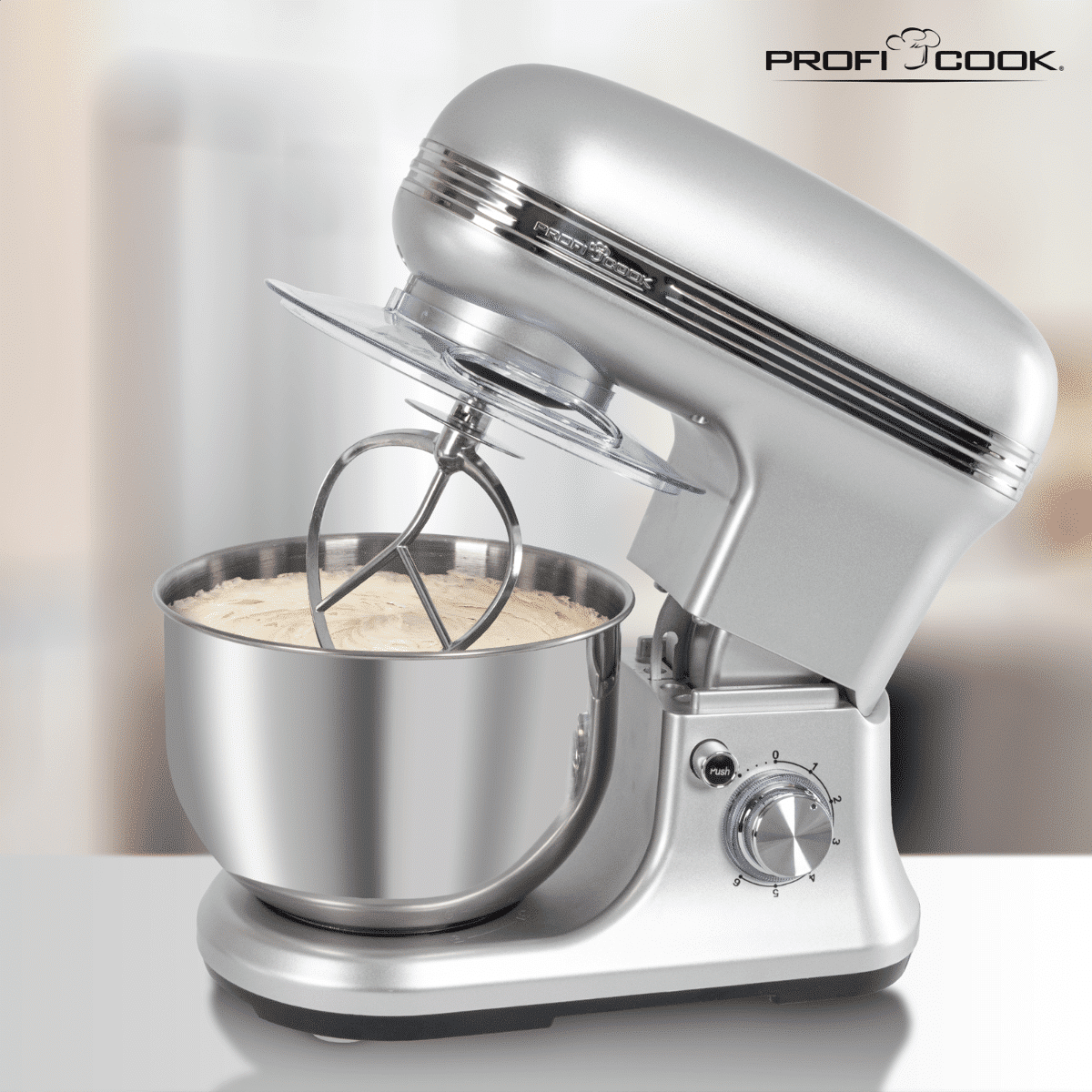 Set mixer cu bol si cantar de bucatarie, ProfiCook, PC-KM1222, 5 litri, 1200 W, inox
