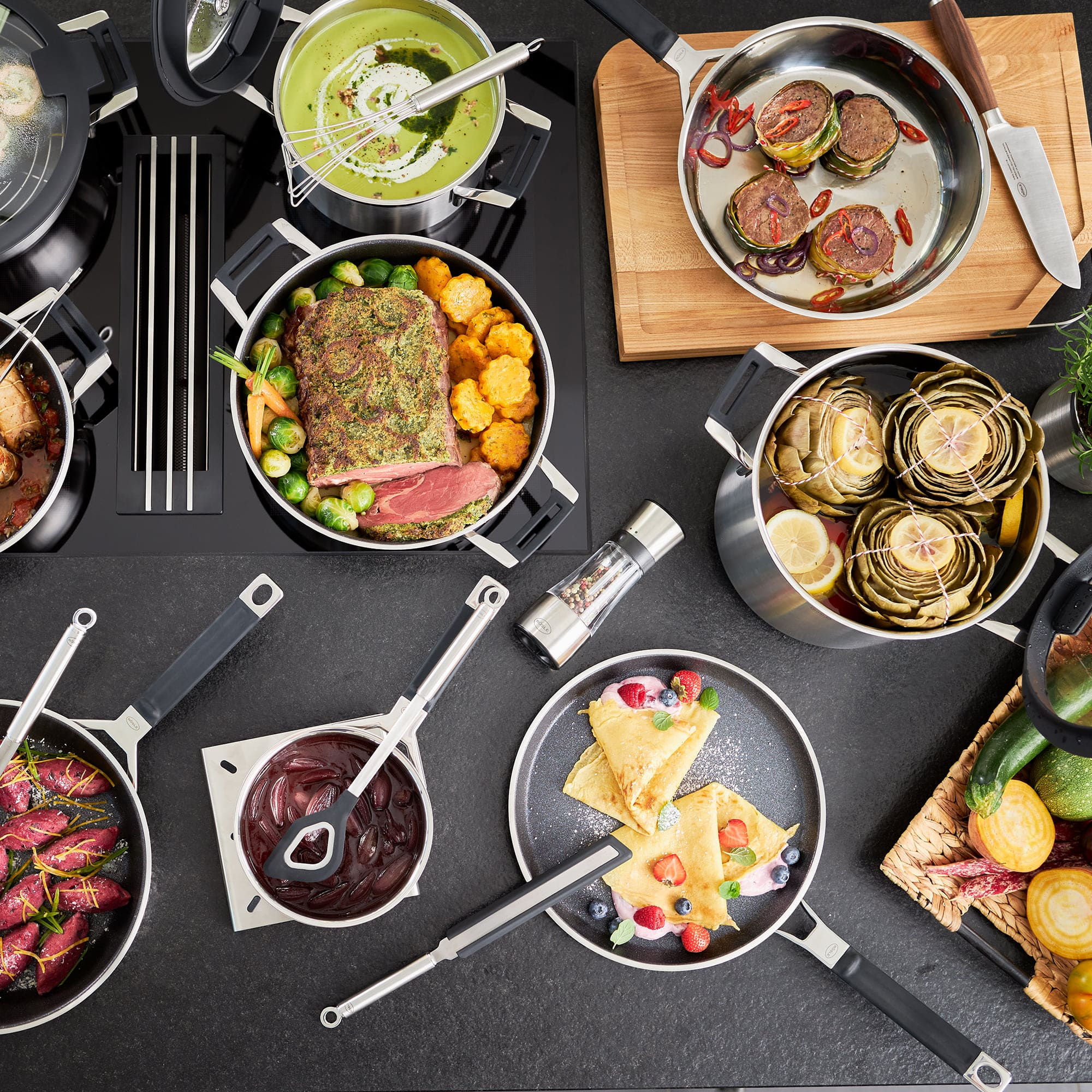 Tigaie profesionala pentru clatite, Ø 28 cm, otel inoxidabil, Rosle, Silence Pro