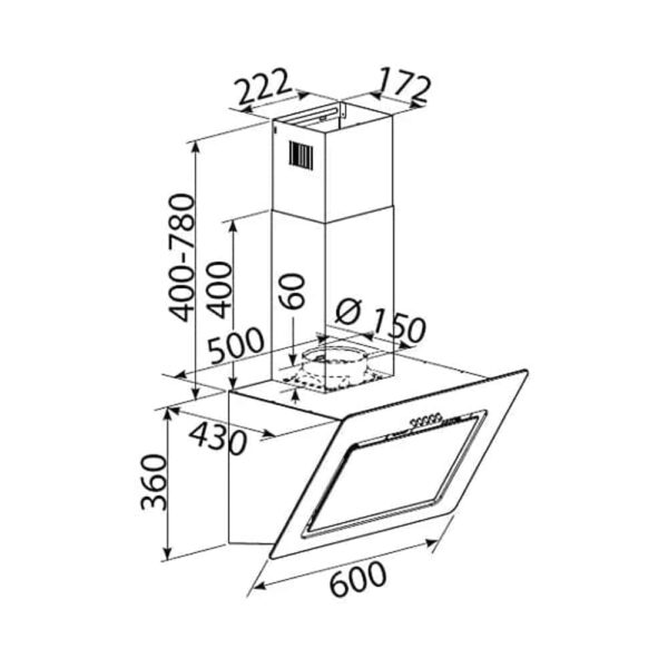Hota decorativa, Bomann, DU773, 321 m³/h, 60 cm, inox